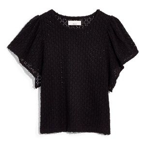 texture & thread eyelet flutter-sleeve top